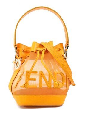 FENDI Mon Tresor Mini Handbag Shoulder Bag Orange Leather
